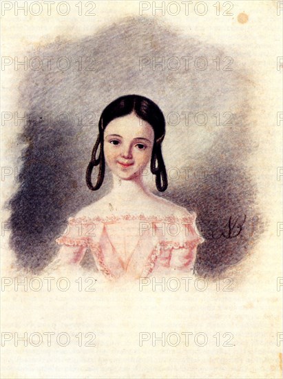 Portrait of Sofia Muravyova, daughter of Decembrist Nikita Muravyov, 1833-1835. Artist: Bestuzhev, Nikolai Alexandrovich (1791-1855)