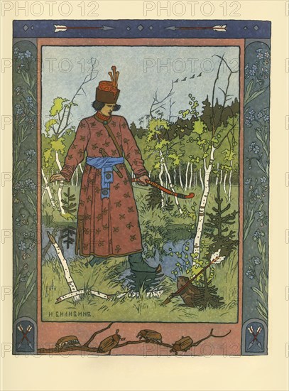 Ivan Tsarevich and Frog Princess, 1901. Artist: Bilibin, Ivan Yakovlevich (1876-1942)