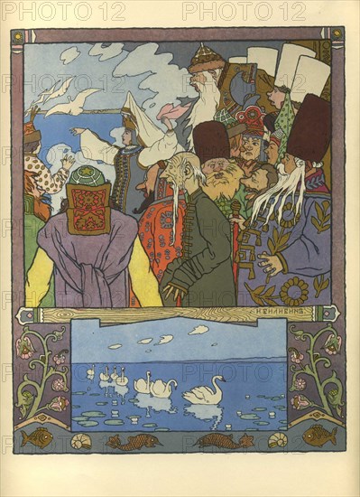 Ivan Tsarevich and Frog Princess, 1901. Artist: Bilibin, Ivan Yakovlevich (1876-1942)