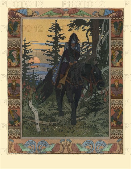 Illustration for the Fairy tale of Vasilisa the Beautiful and White Horseman, 1900. Artist: Bilibin, Ivan Yakovlevich (1876-1942)