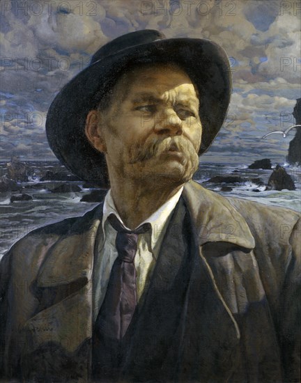 Portrait of the author Maxim Gorky (1868-1939), 1936. Artist: Brodsky, Isaak Izrailevich (1884-1939)