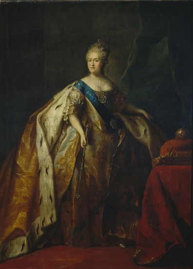 Portrait of Empress Catherine II (1729-1796), 1796. Artist: Drozhdin, Petro Semyonovich (1745-1805)