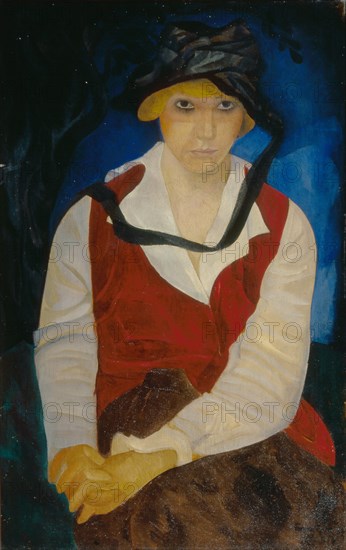 Portrait of the artist's wife, 1917. Artist: Grigoriev, Boris Dmitryevich (1886-1939)