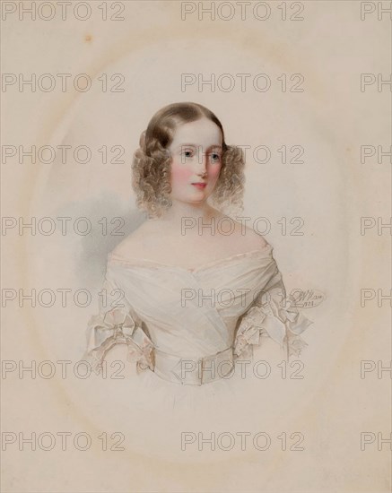 Portrait of Grand Duchess Olga Nikolaevna of Russia (1822-1892), Queen of Württemberg, 1838. Artist: Hau (Gau), Vladimir Ivanovich (1816-1895)