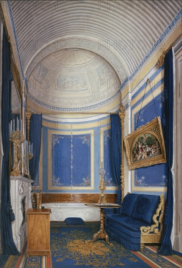 Interiors of the Winter Palace. The Bathroom of Empress Maria Alexandrovna, 1850s. Artist: Hau, Eduard (1807-1887)