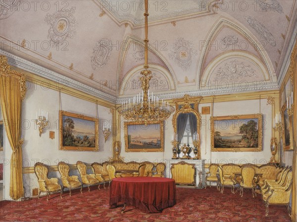 Interiors of the Winter Palace. The Third Reserved Apartment. The Drawing Room, 1872. Artist: Hau, Eduard (1807-1887)
