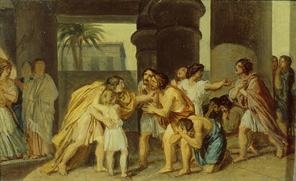 Joseph Reveals Himself to His Brothers, 1830s. Artist: Ivanov, Alexander Andreyevich (1806-1858)