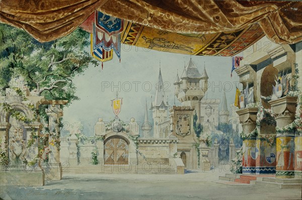 Stage design for the ballet Raimonda by A. Glazunov, 1899. Artist: Ivanov, Konstantin Matveevich (1859-1916)