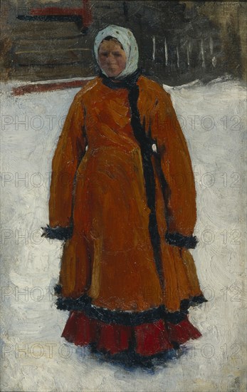 The Girl in the Red Fur Coat, 1903-1906. Artist: Ivanov, Sergei Vasilyevich (1864-1910)