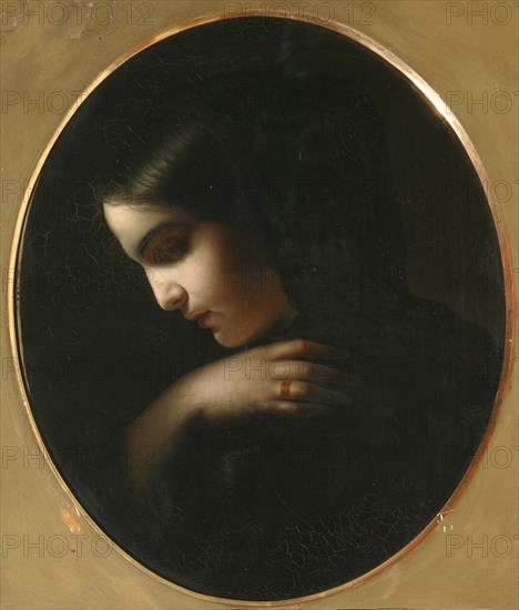 Young Widow, 1850. Artist: Kapkov, Yakov Fyodorovich (1816-1854)