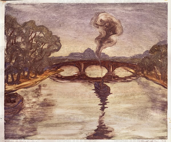 A boat on the Seine, 1914. Artist: Kruglikova, Yelisaveta Sergeyevna (1865-1941)