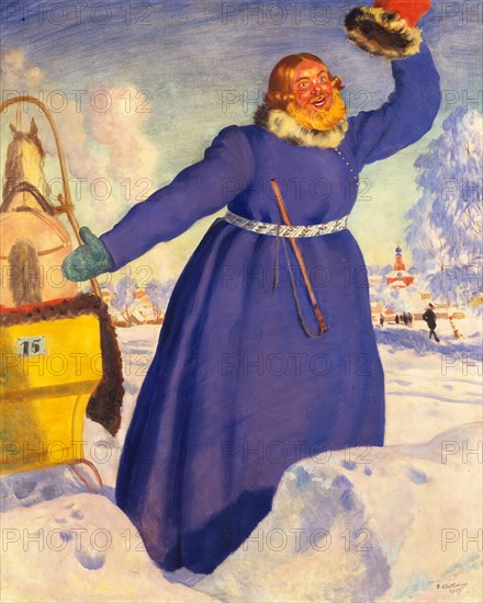 A reckless coachman, 1920. Artist: Kustodiev, Boris Michaylovich (1878-1927)