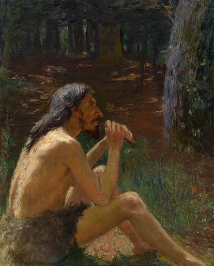 Caveman Playing the Flute. Artist: Kuznetsov, Konstantin Pavlovich (1863-1936)