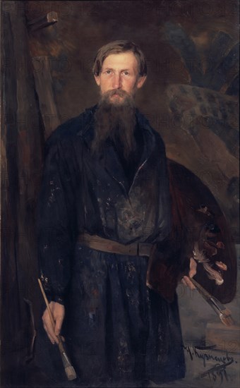 Portrait of the artist Viktor Vasnetsov (1848-1926), 1891. Artist: Kuznetsov, Nikolai Dmitrievich (1850-1929)