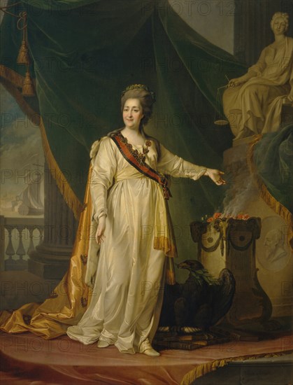 Catherine II as Legislator in the Temple of the Goddess of Justice, 1783. Artist: Levitsky, Dmitri Grigorievich (1735-1822)