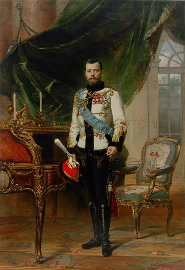 Portrait of Emperor Nicholas II (1868-1918), 1896. Artist: Liphart, Ernest Karlovich (1847-1932)