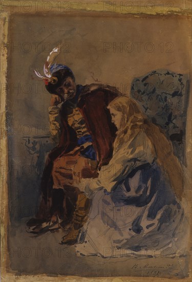 Mazepa with Maria, 1892. Artist: Makovsky, Vladimir Yegorovich (1846-1920)