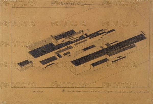 Modern buildings, 1923-1924. Artist: Malevich, Kasimir Severinovich (1878-1935)