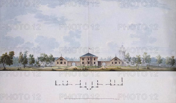 Design for a Farm in the Alexander Park at Tsarskoye Selo, 1818. Artist: Menelaws, Adam (1753-1831)