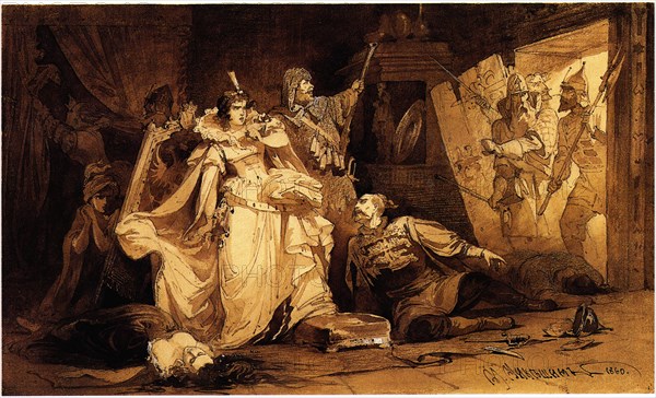 The Arrest of Marina Mniszech, 1860. Artist: Mikeshin, Mikhail Osipovitsch (1835-1896)