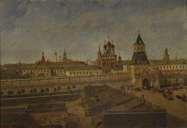 The Ilyinsky Gates in Moscow, Mid of the 19th cen.. Artist: Moiseyev, Pyotr Ivanovich (?-1865)