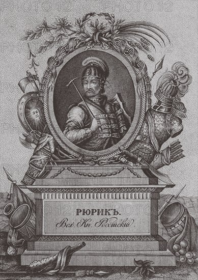 Portrait of Rurik, a Varangian chieftain and founder of Kievan Rus (ca. 830-ca. 879). Artist: Osipov, Alexei Agapievich (1770-1850)