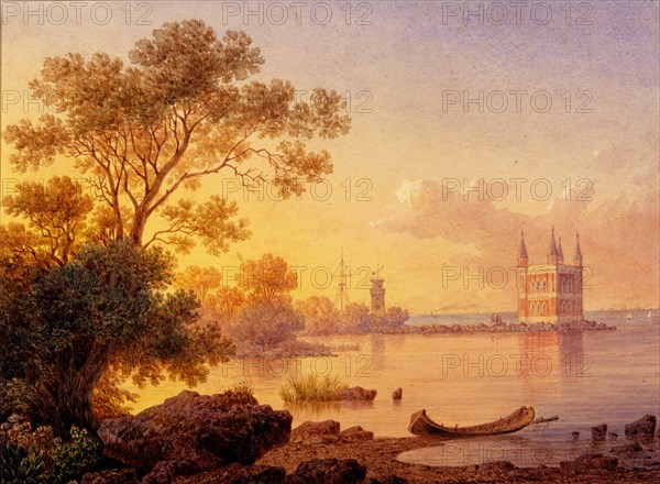 View on the Rose pavillion (Ozerki) in Peterhof. Artist: Premazzi, Ludwig (Luigi) (1814-1891)