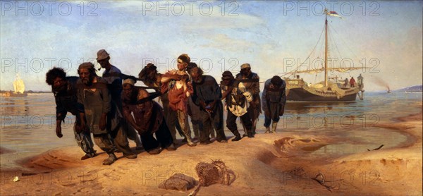 Barge Haulers on the Volga, 1872-1873. Artist: Repin, Ilya Yefimovich (1844-1930)