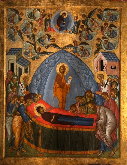 The Dormition of the Virgin, 15th century. Artist: Russian icon