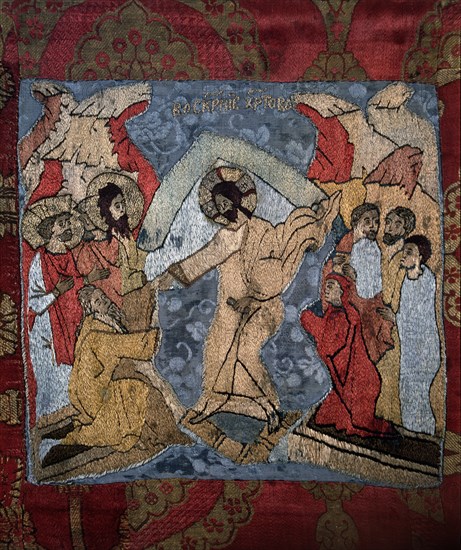 The Descent into Hell (Detail of a shroud), 15th century. Artist: Russian master