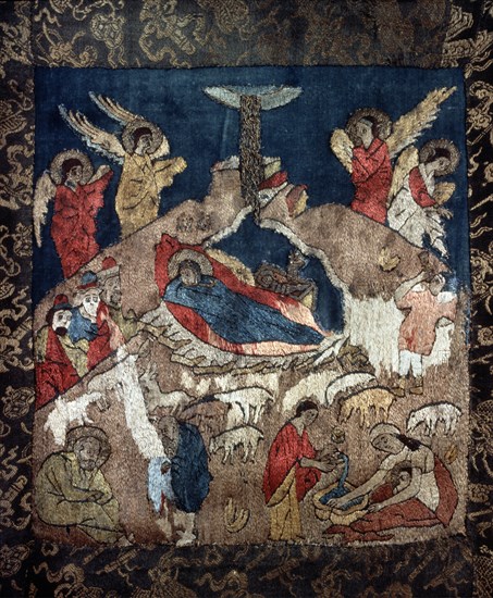 Nativity (Detail of a shroud), 15th century. Artist: Russian master