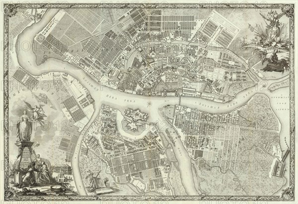 Map of Petersburg (Book to the 50th anniversary of the founding of St. Petersburg), 1753. Artist: Russian Master