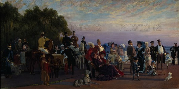 On the spit of Island (Strelka), 1870s. Artist: Savitsky, Konstantin Apollonovich (1844-1905)
