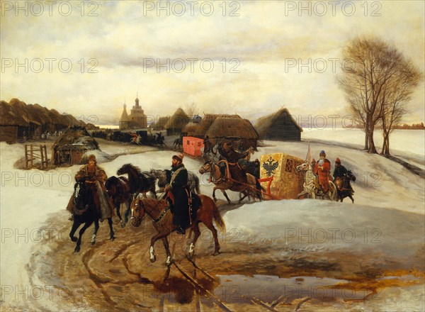 The Spring Pilgrimage of the Tsarina at the Time of Tsar Alexis I Mikhailovich, 1868. Artist: Schwarz, Vyacheslav Grigoryevich (1838-1869)