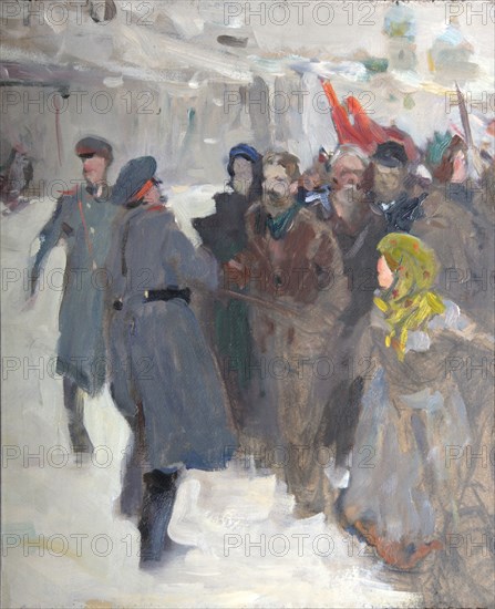 Revolutionary demonstration, 1906. Artist: Serov, Valentin Alexandrovich (1865-1911)