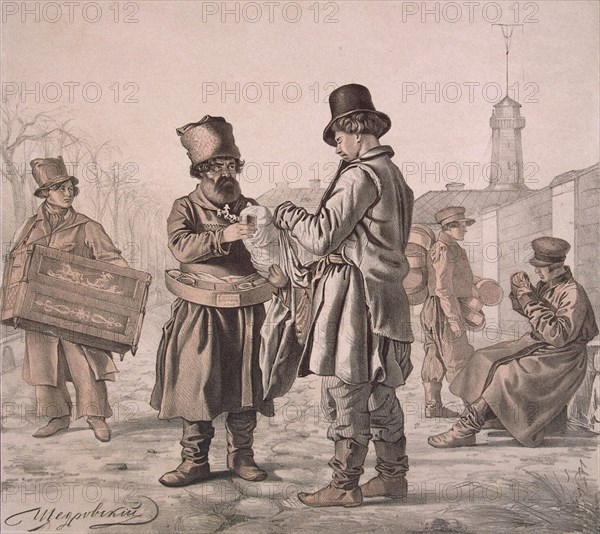Street Sbiten Seller (From the Series These Are Our People), 1842. Artist: Shchedrovsky, Ignati Stepanovich (1815-1870)