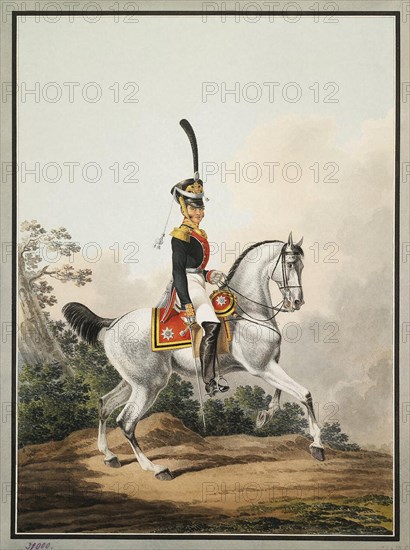 Field-Officer of the Preobrazhensky Regiment on Horseback, Early 19th cen.. Artist: Shiflard, Samuel (active Early 19th cen.)