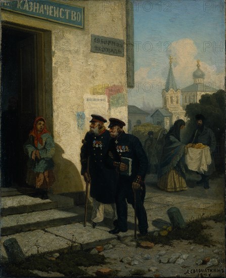 The Pension Day, 1878. Artist: Solomatkin, Leonid Ivanovich (1837-1883)