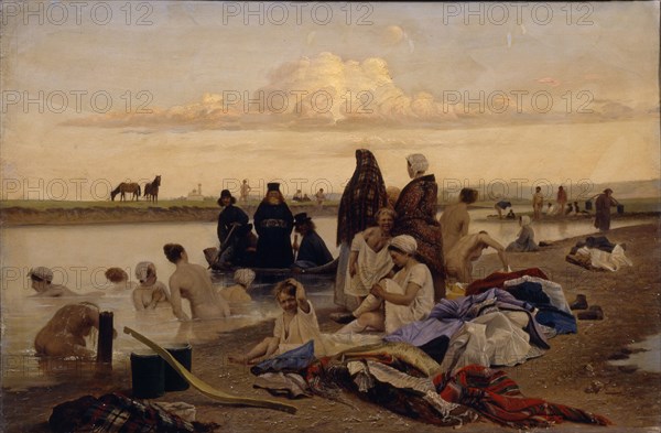 Monks. Wrongly stranded, 1870s. Artist: Solovyev, Lev Grigoryevich (1837-1919)