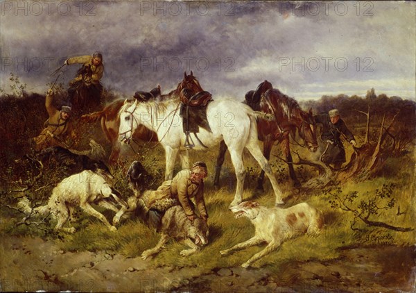 On the Hunting, 1870s. Artist: Sverchkov, Nikolai Yegorovich (1817-1898)