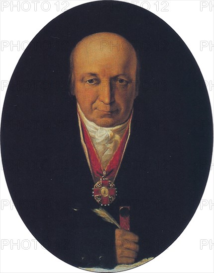 Portrait of Alexander Baranov, chief of the Russian-American Company, first governor of Russian Alaska, 1818. Artist: Tikhanov, Michail (1789-1862)