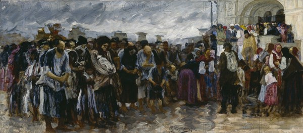 Beggars at the church, 1889. Artist: Tvorozhnikov, Ivan Ivanovich (1848-1919)