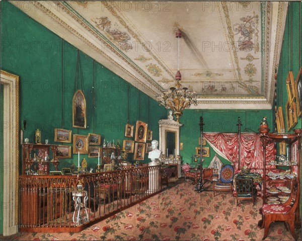 Interiors of the Winter Palace. The Bedroom of Grand Princess Maria Nikolayevna, 1837. Artist: Ukhtomsky, Konstantin Andreyevich (1818-1881)