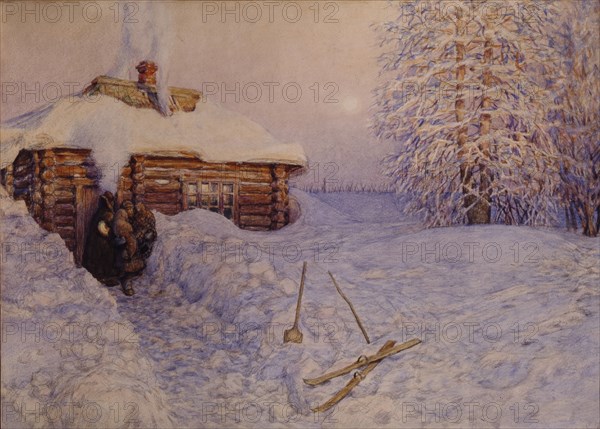 Banya in Winter, 1919. Artist: Vasnetsov, Appolinari Mikhaylovich (1856-1933)