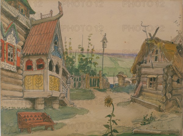 Berendeyevka. Stage design for the opera Snow Maiden by N. Rimsky-Korsakov, 1885. Artist: Vasnetsov, Viktor Mikhaylovich (1848-1926)