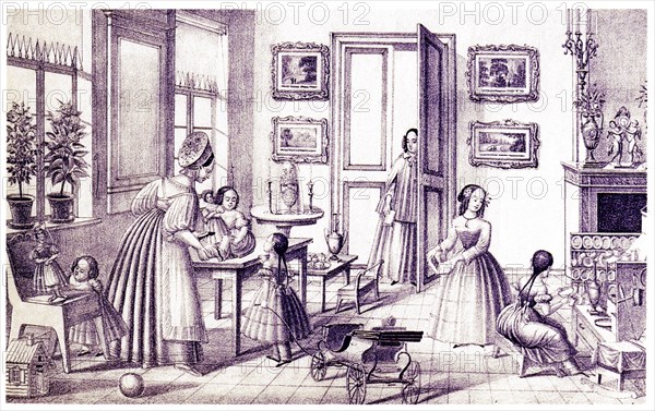 Children's Room, Early 19th cen.. Artist: Vdovichev, P. (active First Half of 19th cen.)
