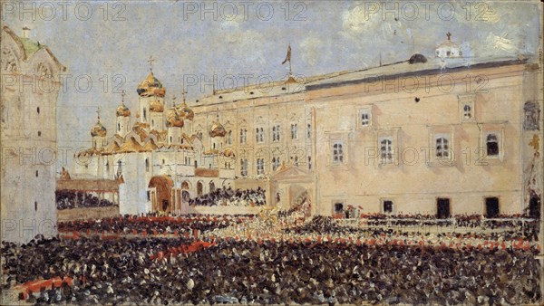 The Coronation of the Emperor Alexander III in the Moscow Kremlin on 15th May 1883, 1883. Artist: Vereshchagin, Vasili Vasilyevich (1842-1904)