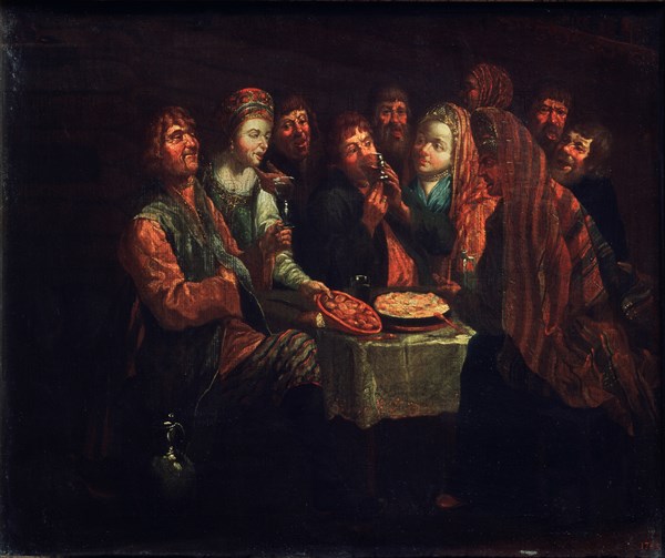 Peasant Feast. Artist: Vishnekov, Al. (First Half of 18th cen.)