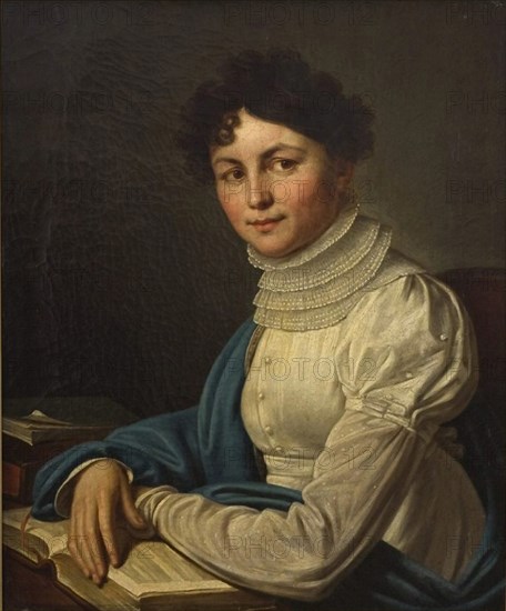 Portrait of the Poetess Anna Bunina (1774-1829), 1825. Artist: Vishnevitsky, Mikhail Prokopyevich (1801-1874)