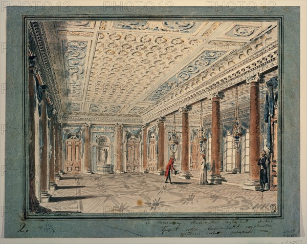 Interior of the Corner hall in the Stroganov palace. Artist: Voronikhin, Andrei Nikiforovich (1759-1814)